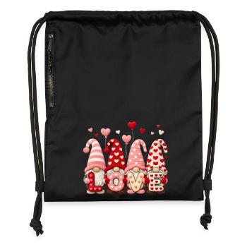 Love Valentinstag Wichtel Herz Motiv - Turnbeutel aus Recycling-Material - Schwarz - Vorne