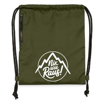 Sortons d’ici – la liberté dans les montagnes - Sac à cordon en polyester recyclé - military green - Devant