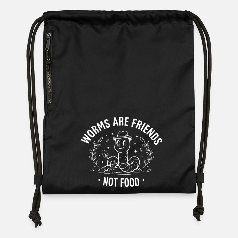 Worms are friends - Gymsac made from recycled material - black