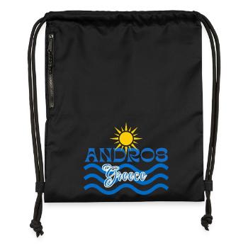 Andros Sun Waves en Grèce - Sac à cordon en polyester recyclé - noir - Devant