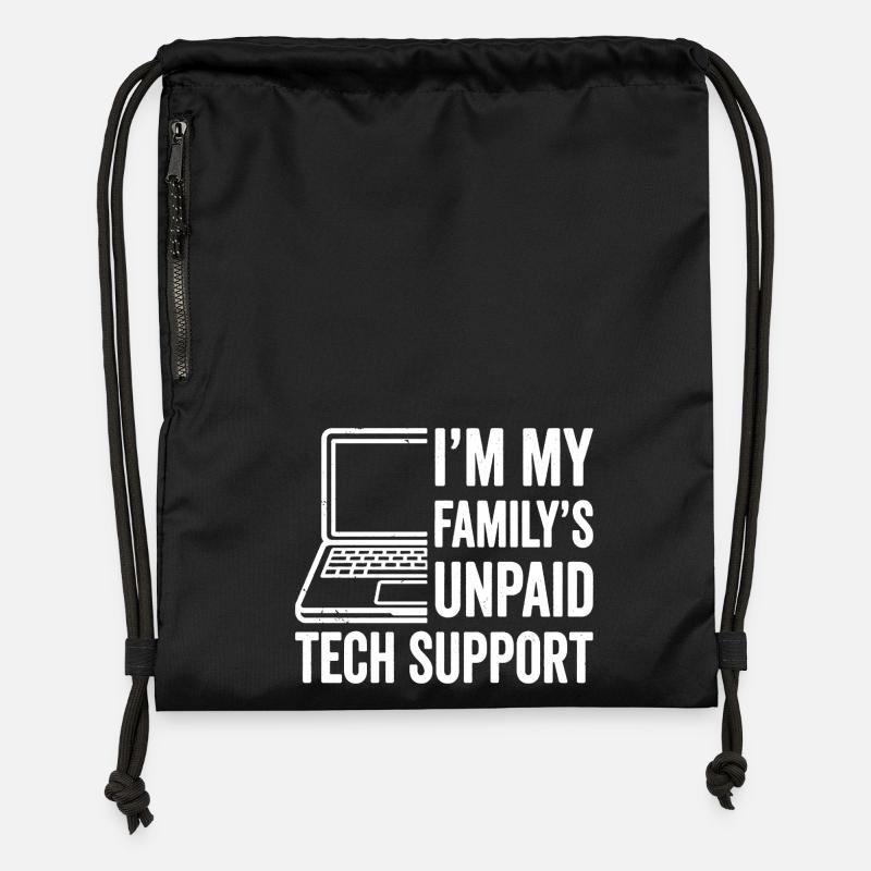 Familien unbezahltes Technik-Support-Humordesign - Turnbeutel aus Recycling-Material - Schwarz