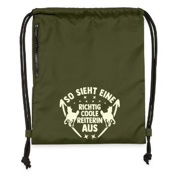 Reiten Pferdeliebhaber Reiterhof Pferde - Turnbeutel aus Recycling-Material - military Green - Vorne