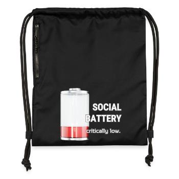 Social Battery – Critically Low - Turnbeutel aus Recycling-Material - Schwarz - Vorne