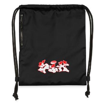 Urban Graffiti in Bold Red and White - Gymsac made from recycled material - black - Front
