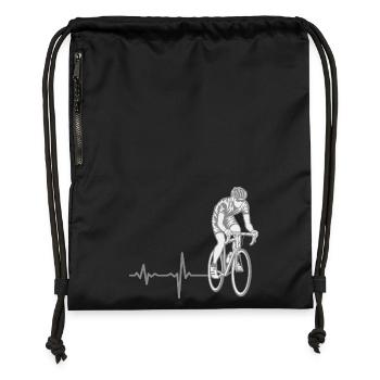 Shirt Gift Heartbeat Bicycle Bike Race - Gymsac made from recycled material - black - Front
