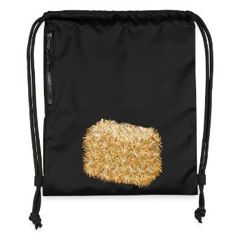 a bale of straw in shimmering golden colours - Gymsac made from recycled material - black - Front