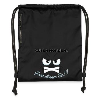 Angry Polar Bear Motif with Saying - Gymsac made from recycled material - black - Front