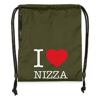 I LOVE NIZZA - Turnbeutel aus Recycling-Material - military Green - Vorne