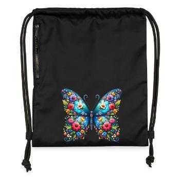 Butterfly - Gymsac made from recycled material - black - Front
