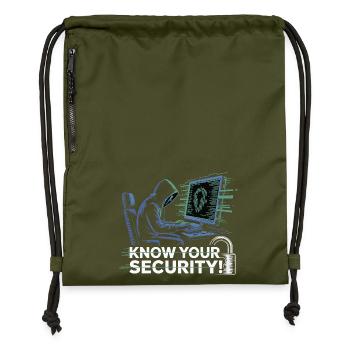 KNOW YOUR SECURITY - Gymsac made from recycled material - military green - Front