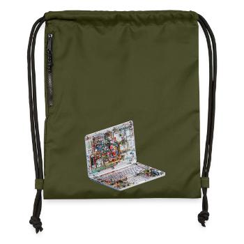 Transparente CAD-Schaltkreiskunst beim Laptop - Turnbeutel aus Recycling-Material - military Green - Vorne