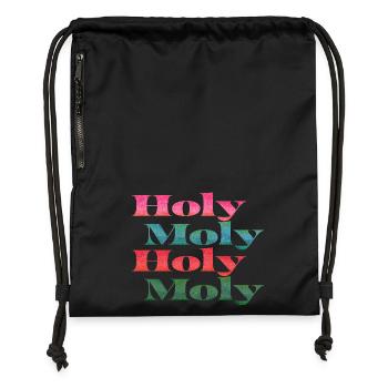 Holy Moly Schriftzug - Turnbeutel aus Recycling-Material - Schwarz - Vorne