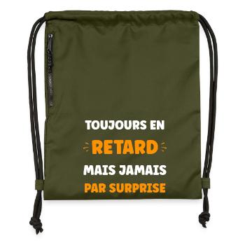 Humour du retard: jamais surpris - Sac à cordon en polyester recyclé - military green - Devant