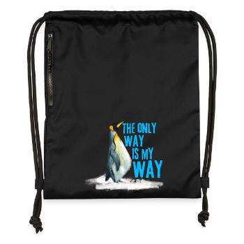 Funny Nihilist Penguin Meme T-shirt Walking Away  - Gymsac made from recycled material - black - Front