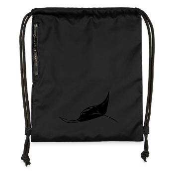 Fliegender Manta - Turnbeutel aus Recycling-Material - Schwarz - Vorne