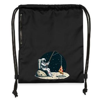 Astronaut Pizza Fishing Moon Space - Gymsac made from recycled material - black - Front