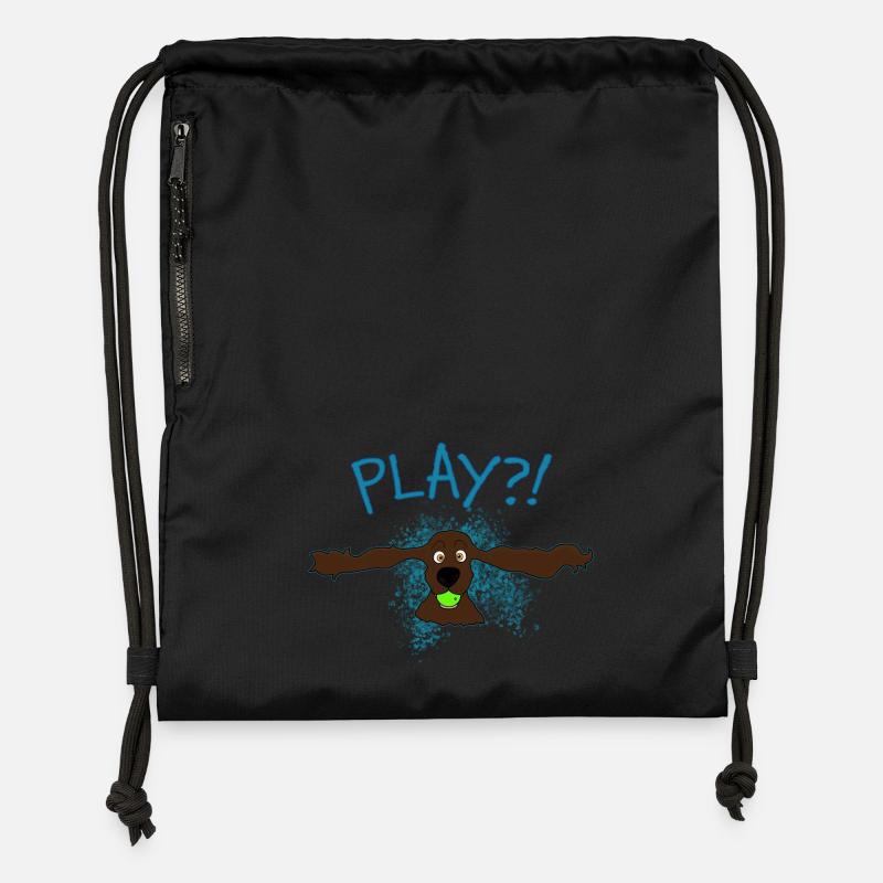 Cocker Spaniel Jouer?! - Sac à cordon en polyester recyclé - noir