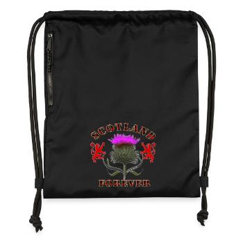 scotland forever thistle_red tartan - Gymsac made from recycled material - black - Front