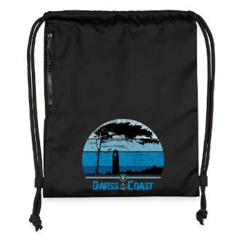 Darss Coast with windbreaker and lighthouse - Gymsac made from recycled material - black - Front