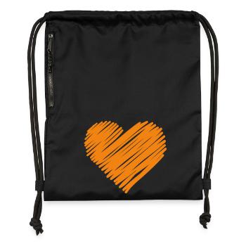 Gribouillis au cœur de la main orange - Sac à cordon en polyester recyclé - noir - Devant