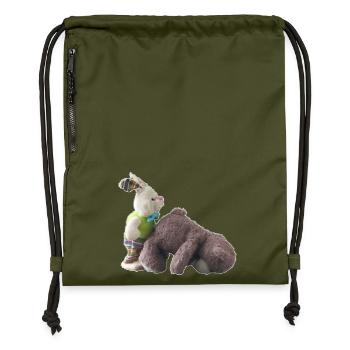 Teddy Bear Bunny - Gymsac made from recycled material - military green - Front