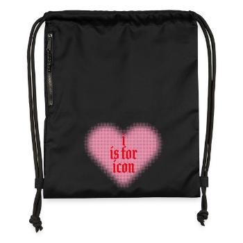 I is for Icon – Heart meets Statement - Gymsac made from recycled material - black - Front