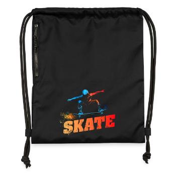 SKATE - Urban-Retro-Design - Turnbeutel aus Recycling-Material - Schwarz - Vorne