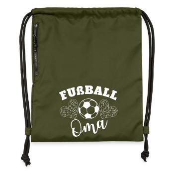 Soccer Granny Heart Design - Gymsac made from recycled material - military green - Front