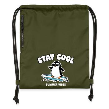 Restez au frais Penguin Surf Été - Sac à cordon en polyester recyclé - military green - Devant