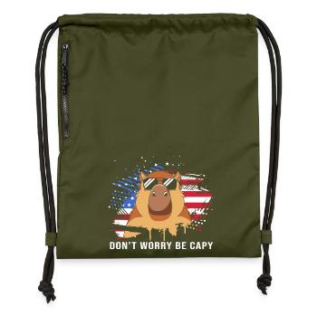Capybara - Turnbeutel aus Recycling-Material - military Green - Vorne