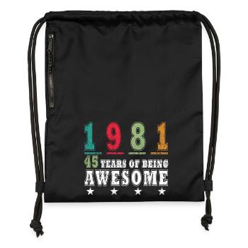 Birthday born 1981 - 45 years - Gymsac made from recycled material - military green - Front