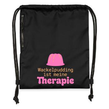 Wackelpudding Therapie Süßigkeiten Spruch - Turnbeutel aus Recycling-Material - Schwarz - Vorne