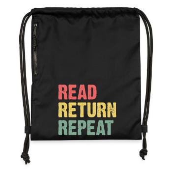 Read Return Repeat - Pastell Typo - Turnbeutel aus Recycling-Material - Schwarz - Vorne