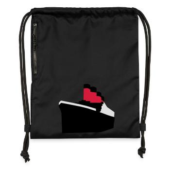Liner vecteur océan - Sac à cordon en polyester recyclé - noir - Devant