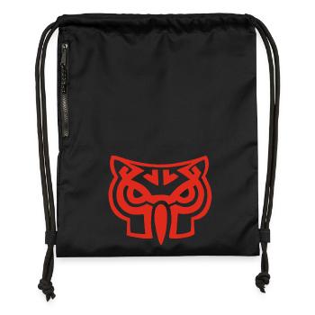 Red owl head - Gymsac made from recycled material - black - Front