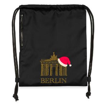 Berlin weihnachtliches Brandenburger Tor - Turnbeutel aus Recycling-Material - Schwarz - Vorne