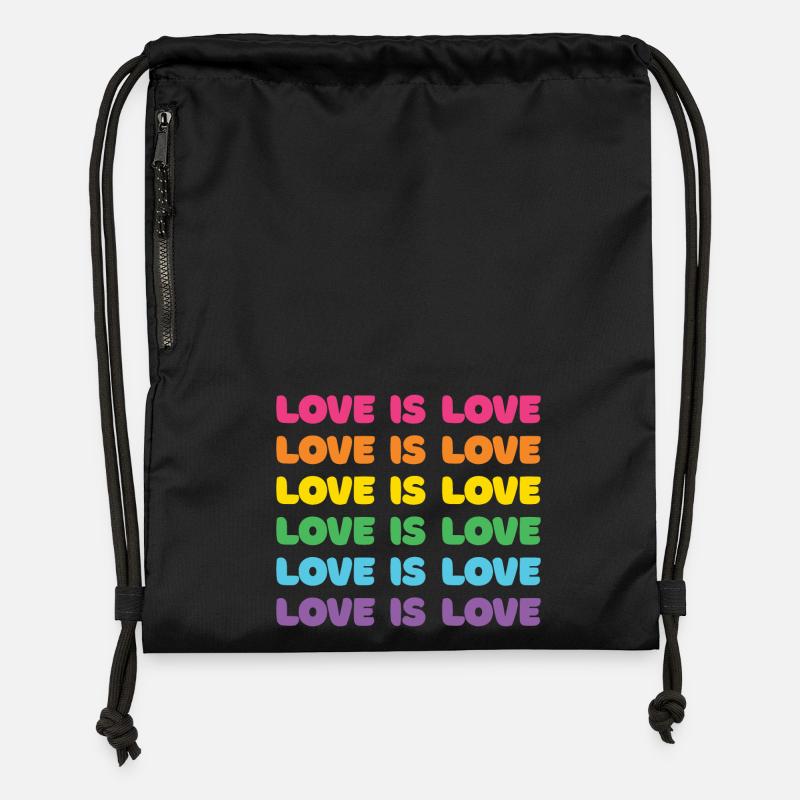 Mois de la fierté - L’amour c’est l’amour - Sac à cordon en polyester recyclé - noir