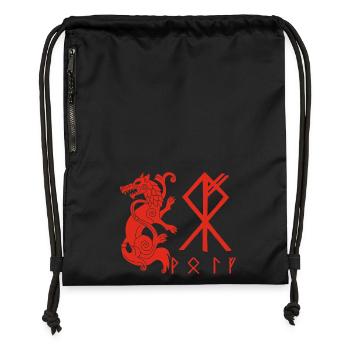 Roter Wolf Fenrir - Turnbeutel aus Recycling-Material - Schwarz - Vorne