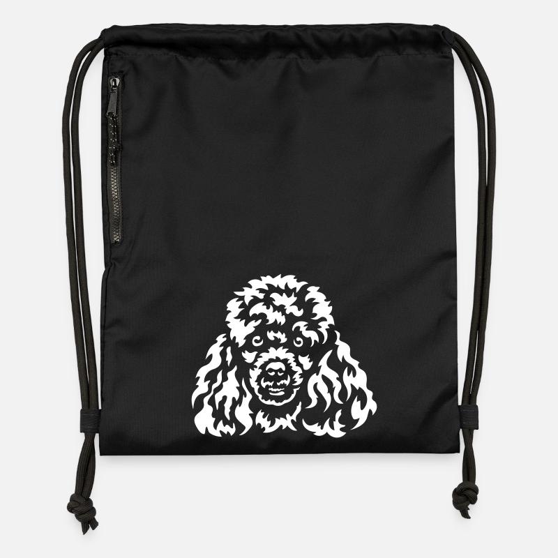 Tête de caniche « Black Edition » - Sac à cordon en polyester recyclé - noir