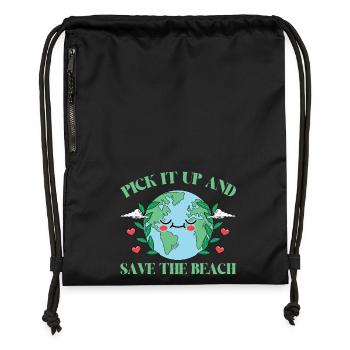 Bathing beach & sea plastic-free against pollution - Gymsac made from recycled material - black - Front