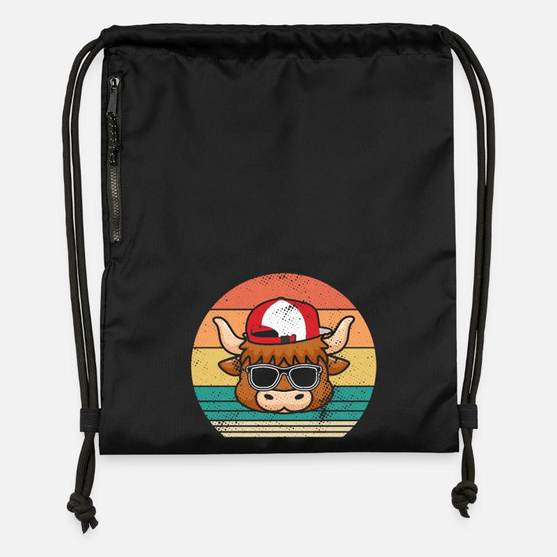 Bovins de buffle Bœufs - Sac à cordon en polyester recyclé - noir