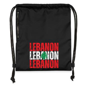 Drapeau du Liban, fierté libanaise - Sac à cordon en polyester recyclé - noir - Devant