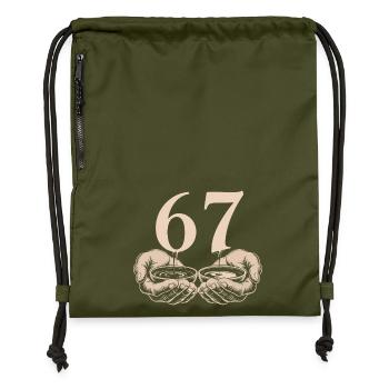 Funny 67 Meme Hands Gen Alpha Humor - Gymsac made from recycled material - military green - Front
