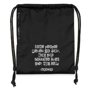 Typographie des citations grunge de Bukowski - Sac à cordon en polyester recyclé - noir - Devant