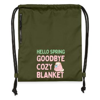 Bonjour printemps, adieu couverture chaude - Sac à cordon en polyester recyclé - military green - Devant
