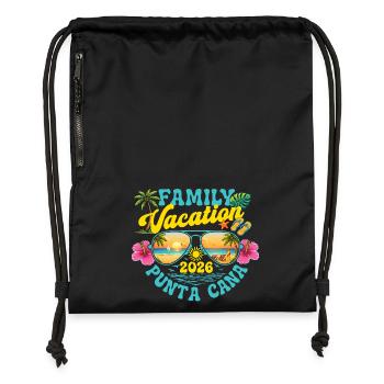 Familienurlaub Punta Cana 2026 Retro-Kreuzfahrtreise - Turnbeutel aus Recycling-Material - Schwarz - Vorne