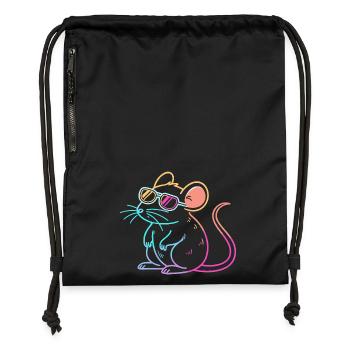 Regenbogenratten-Neonbrille - Turnbeutel aus Recycling-Material - Schwarz - Vorne