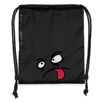 Funny Comic Face Cool Tongue Stick Out - Gymsac made from recycled material - black - Front