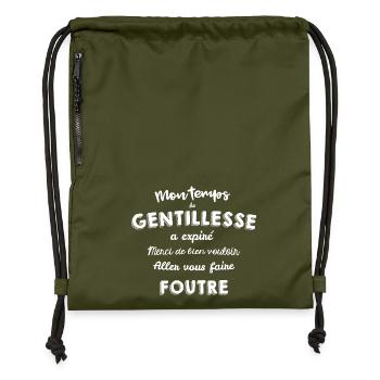 Mon temps de gentillesse a expiré - Sac à cordon en polyester recyclé - military green - Devant