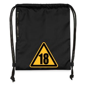 Warning 18 | Achtung 18 - Sac à cordon en polyester recyclé - noir - Devant